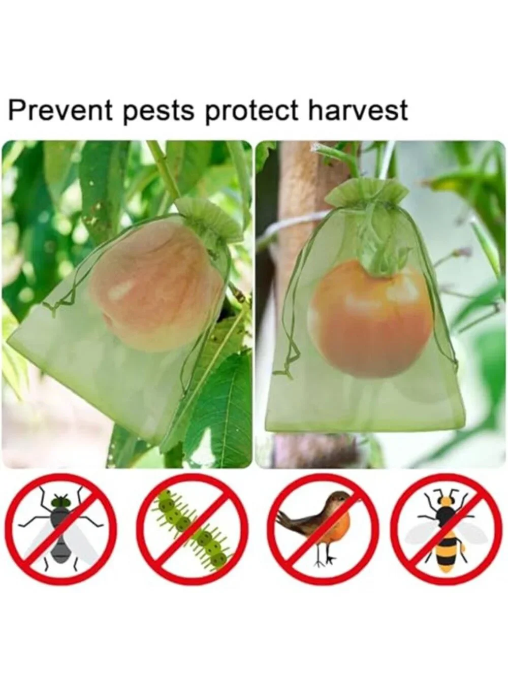 100 Pcs Fruit Protection Bags 8 x 12 Inch Green Netting Cover Bags
